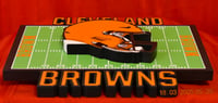 Image 7 of Cleveland Browns Hand Crafted NFL 3D Wooden Team Helmet Wall Décor Hanging Artwork. 