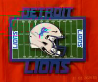 Image 1 of Detroit Lions Hand Crafted NFL 3D Wooden Team Helmet Wall Décor Hanging Artwork. 