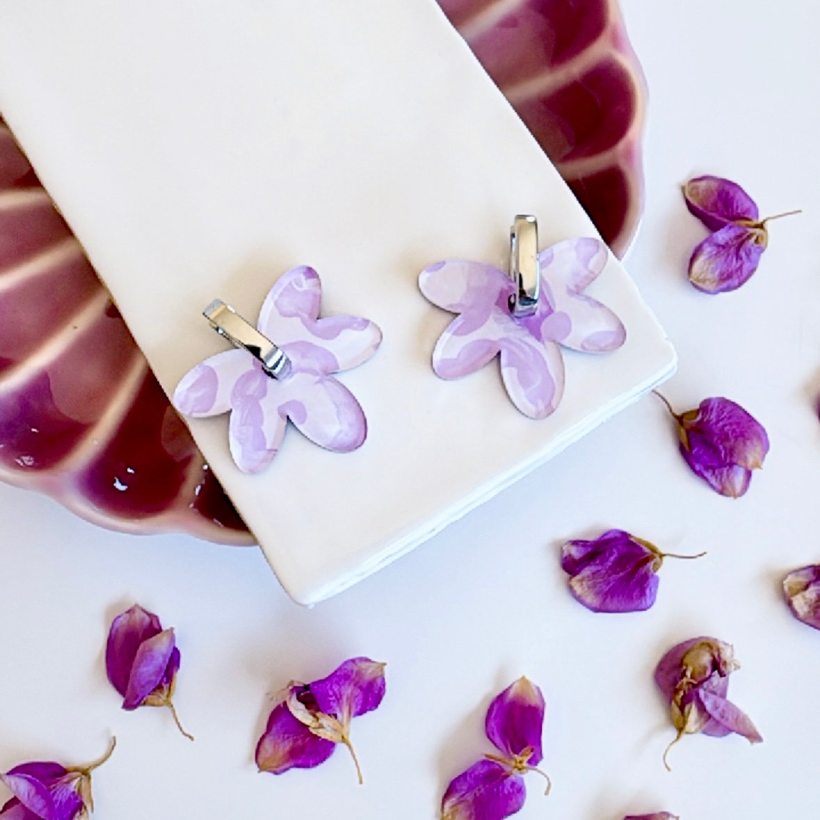 Image of SALE ~ 'Lilac Fields' Fleur Hoop Dangles