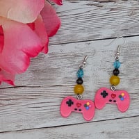 Image 3 of Hot Pink Game Controller Earrings