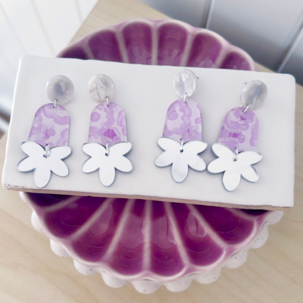 Image of SALE ~ 'Lilac Fields' Fleur Mirror Dangles