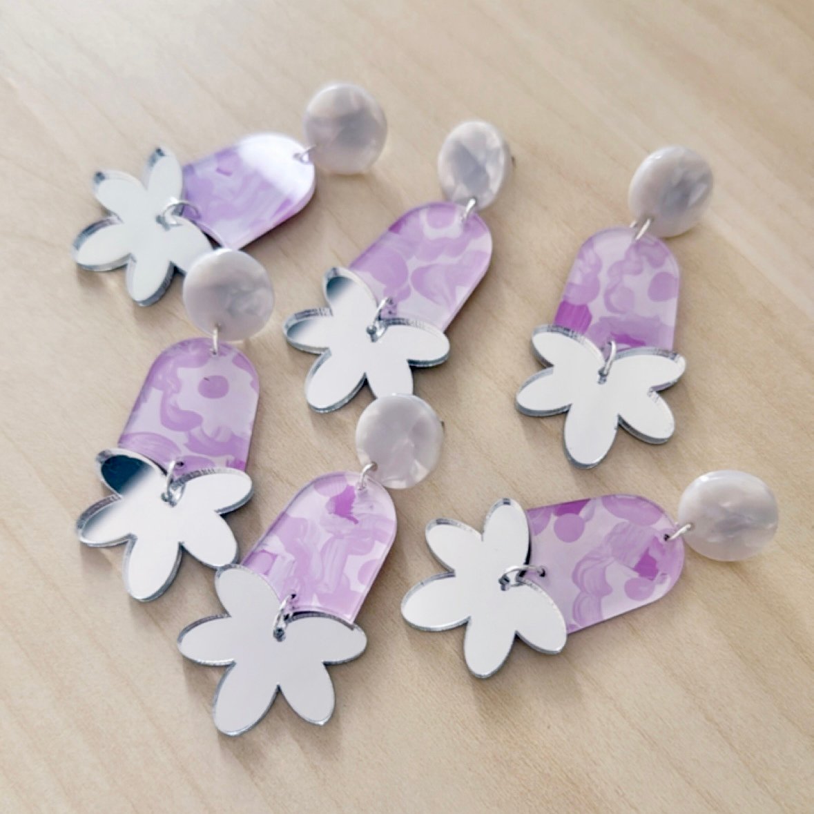 Image of SALE ~ 'Lilac Fields' Fleur Mirror Dangles