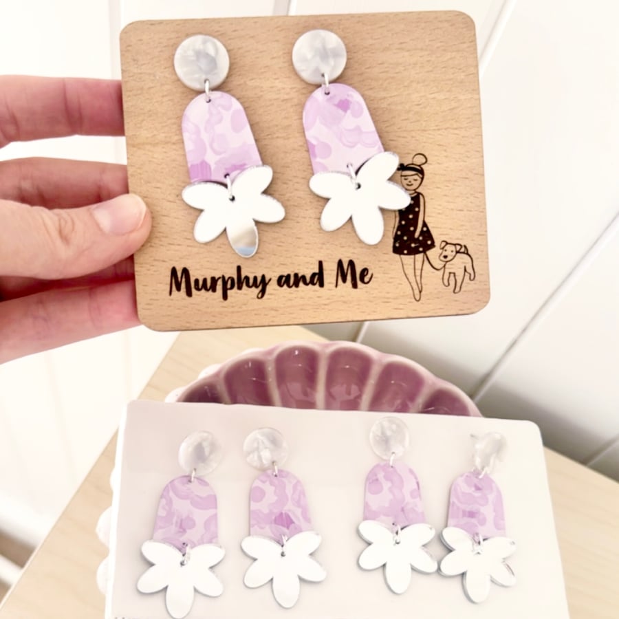 Image of SALE ~ 'Lilac Fields' Fleur Mirror Dangles