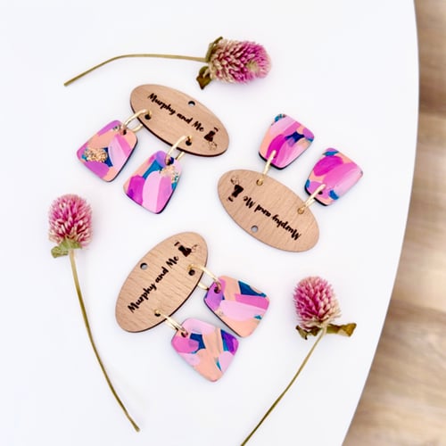 Image of 'Calypso' Painted Block Hoop Dangles