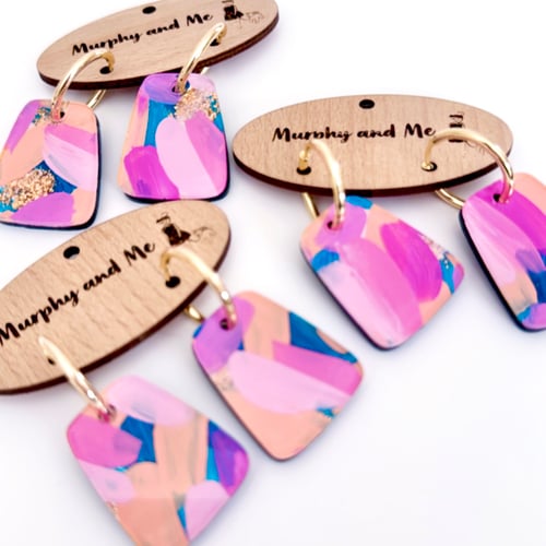 Image of 'Calypso' Painted Block Hoop Dangles