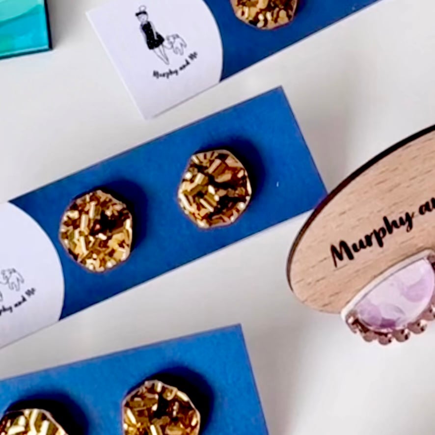 Image of Copper Glitter Gem Studs