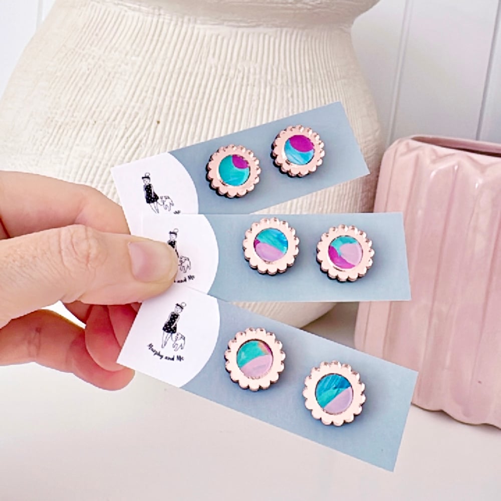 Image of 'Pastel Autumn' Mirror Flower Studs