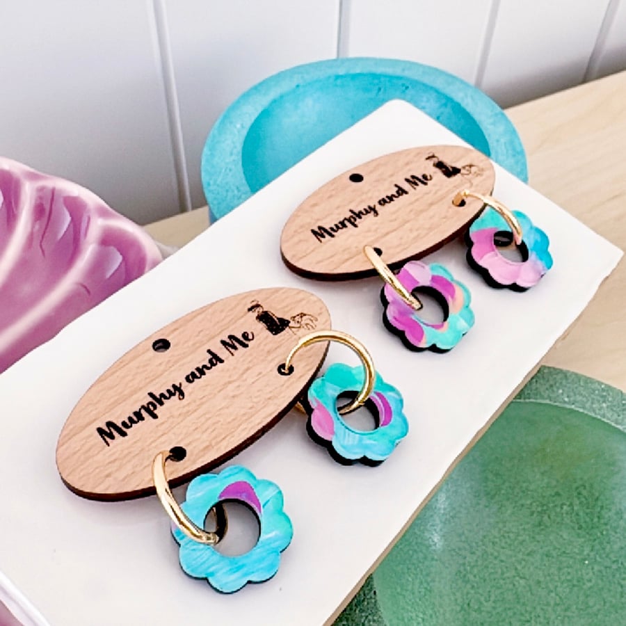 Image of 'Pastel Autumn' Flower Hoop Dangles