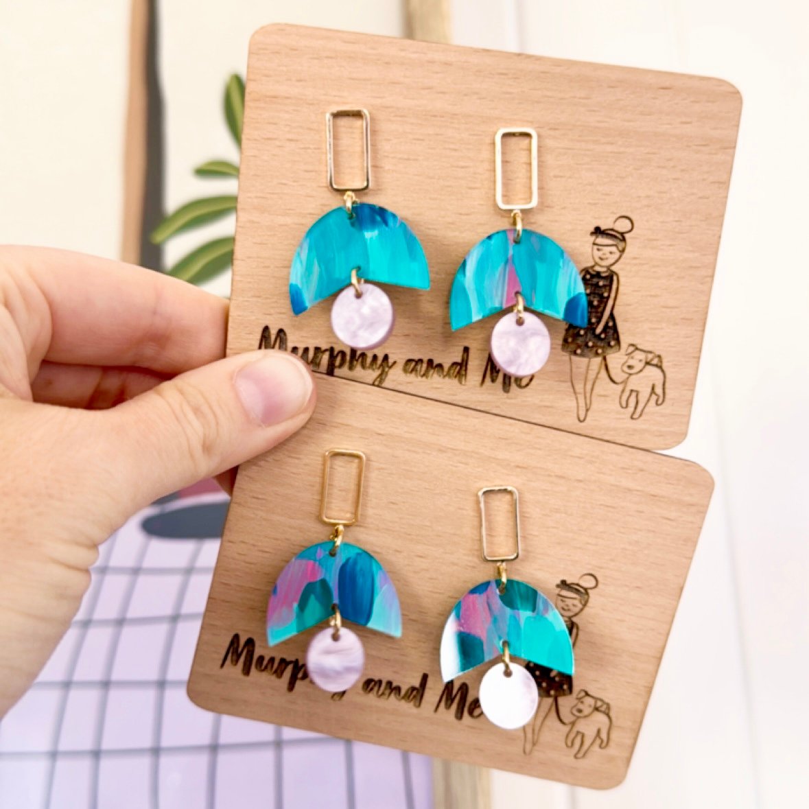 Image of 'Jewel Tones' Dainty Tulip Dangles