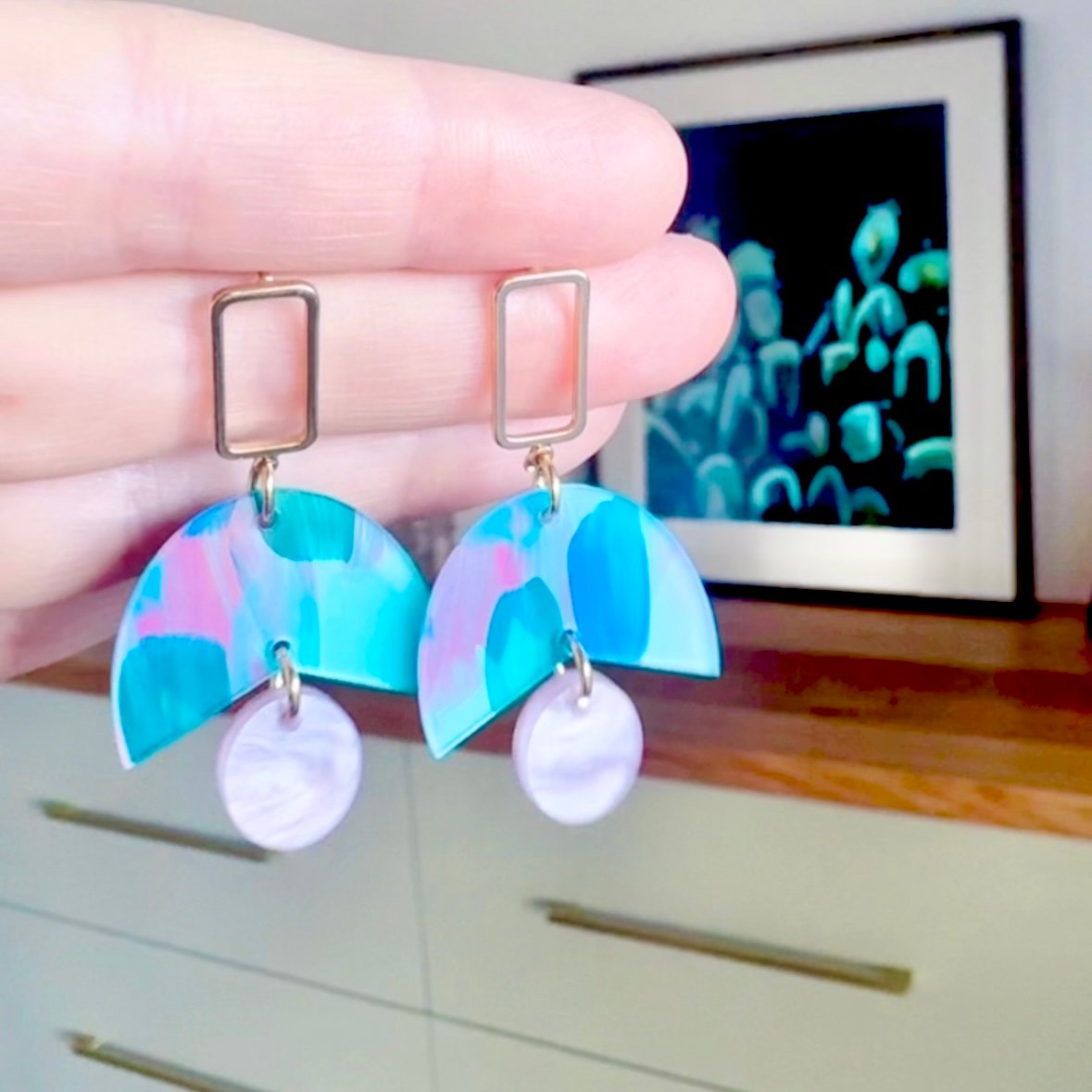 Image of 'Jewel Tones' Dainty Tulip Dangles