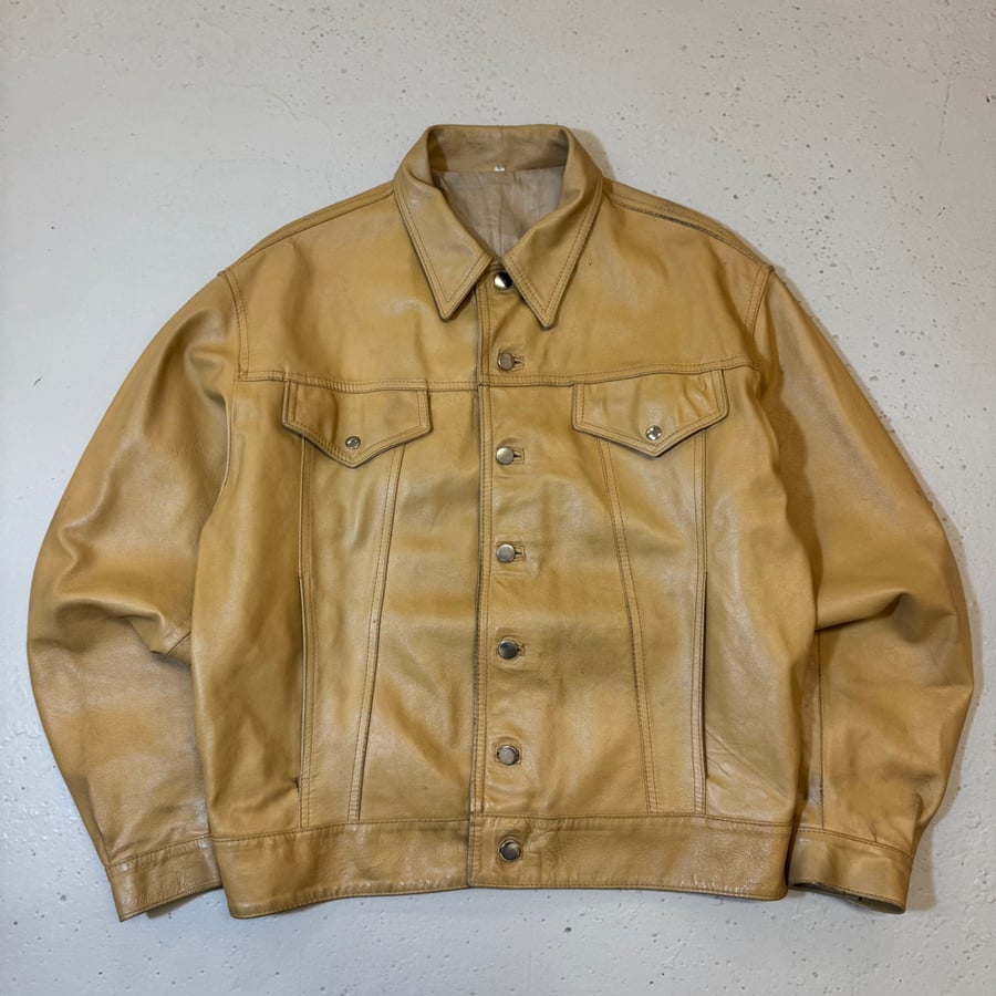Image of 2000s Leather Trucker Jacket, Size Large