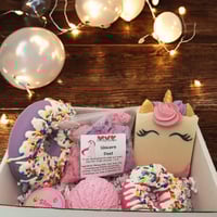 Image 1 of Unicorn Gift Box, Solid bubble Bath, Soap Donuts and more