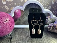 Image 1 of Dangle Shell Bird Heart Earrings