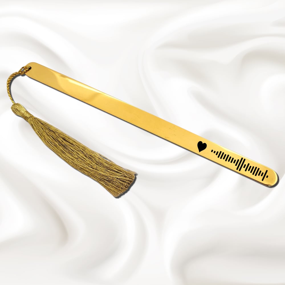 Image of Custom Song Code Engraved Bookmark. Favorite Music Song Playlist Code Bookmark