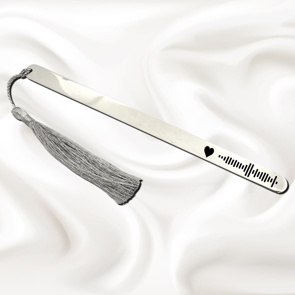 Image of Custom Song Code Engraved Bookmark. Favorite Music Song Playlist Code Bookmark