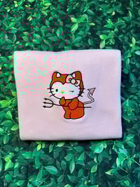 Image 1 of Devil Cat Embroidered Sweatshirt