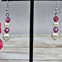 Image 2 of Red Pearl Earrings 
