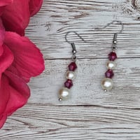 Image 3 of Red Pearl Earrings 