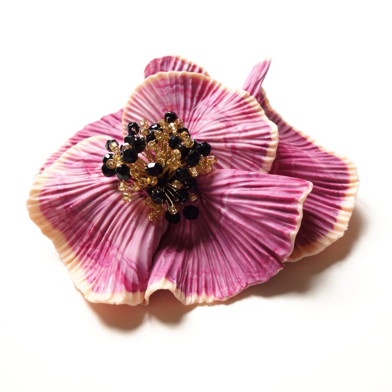 Image of Grande fleur rose marbrée (broche)
