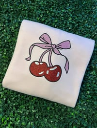 Image 2 of Glitter Cherries Embroidered Sweatshirt