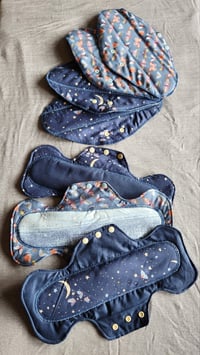 Image 2 of Organic Cotton 7 Pad Set- Midnight Moths in Flight 