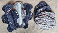 Image 1 of Organic Cotton 7 Pad Set- Midnight Moths in Flight 