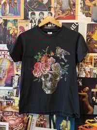 Image 1 of Y2K Flower Skull Black Cotton Shortsleeve Tee