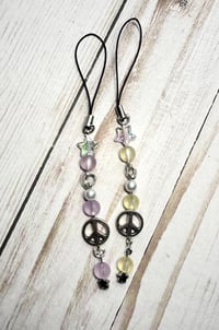 Image 2 of Handmade Peace Sign Crystal Phone Charms 