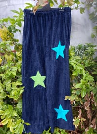 Image 1 of Chenille star pants - blue/lime on navy