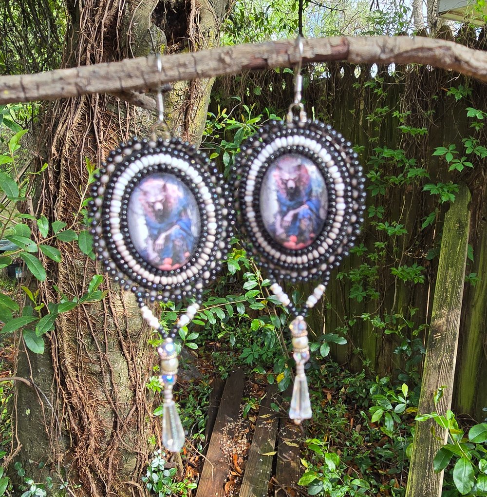 Image of Goth Werewolf Beaded Earrings