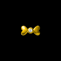 Image 1 of 18k Gold Heart-Bow Tooth Charm| CZ Bow Tooth Gem| 18k Gold Bow Tooth Gem with CZ Stone