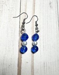 Image 1 of Handmade Blue Bead Earrings 