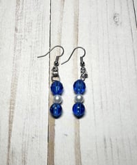 Image 2 of Handmade Blue Bead Earrings 