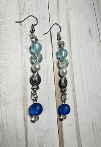 Image 1 of Handmade Blue Fish Earrings 