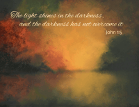 Image 2 of Pack of 10 postcards original artwork Bible verse John 1:5