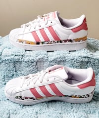 Image 2 of Adidas Kids White/Pink Sneakers Size 2
