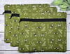 Green Canvas Bee Project Bag/Black Zipper