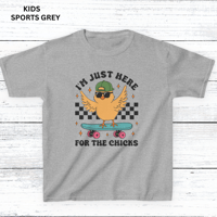 Image 3 of Just Here For The Chicks Kids Tee, Cool Skateboard T-shirt