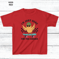 Image 4 of Just Here For The Chicks Kids Tee, Cool Skateboard T-shirt