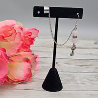 Image 1 of Rose Quartz Cat Earring with Chain