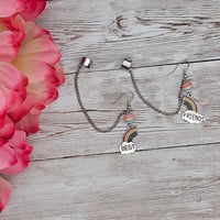 Image 3 of Best Friend Rainbow Earring with Chain Set