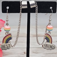 Image 2 of Best Friend Rainbow Earring with Chain Set