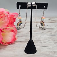 Image 1 of Best Friend Rainbow Earring with Chain Set