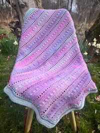Image 1 of Pretty pastels crocheted blanket 