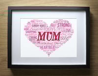 Image 4 of Mothers Day - Love Heart - for Mum, Mom - Word Art