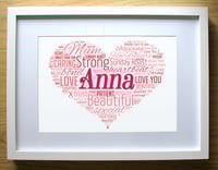Image 1 of Mothers Day - Love Heart - for Mum, Mom - Word Art