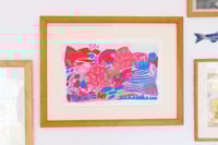 Image 4 of 'Red Höri' colourful abstract landscape giclee print A4 on photo rag premium paper
