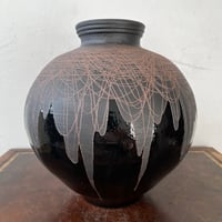 Image 2 of black sgraffito vase