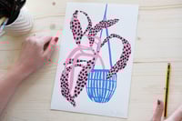 Image 4 of 'Pink Polka Plant' Art giclee print floral A4 print on photo rag premium paper
