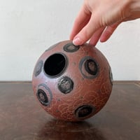 Image 1 of black dot sgraffito vase